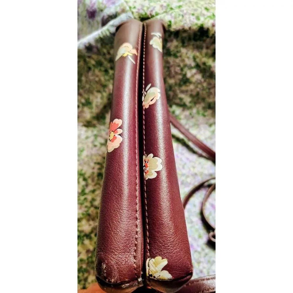 Vintage Cath Kidston Britain Leather Floral Print Shoulder Crossbody Bag